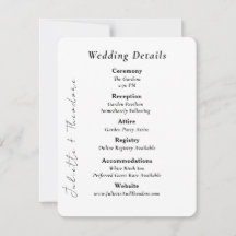 エレガントな結婚式の詳細カード