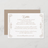 エレガントな結婚式の詳細カード – 緑のバラのフィリグリー 招待状 (正面/裏面)