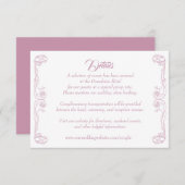 エレガントな結婚式の詳細カード – 緑のバラのフィリグリー 招待状 (正面/裏面)