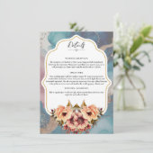 エレガントな結婚式の詳細スリップ - 編集可能なテンプレート 招待状 (スタンド正面)