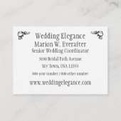 エレガントな結婚式の調整者の名刺 名刺 (裏面)