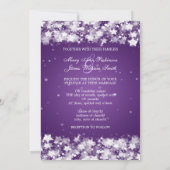 エレガントな結婚式の輝く星の紫 招待状 (裏面)