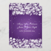 エレガントな結婚式の輝く星の紫 招待状 (正面/裏面)
