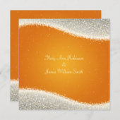 エレガントな結婚式の輝く輝きオレンジ 招待状 (正面/裏面)