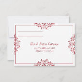 エレガントな結婚式の返信カード | ナディーン（赤） 招待状 (裏面)