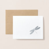 エレガントな結婚式の銀のトンボのサンキューカード 箔カード (裏面封筒付き)