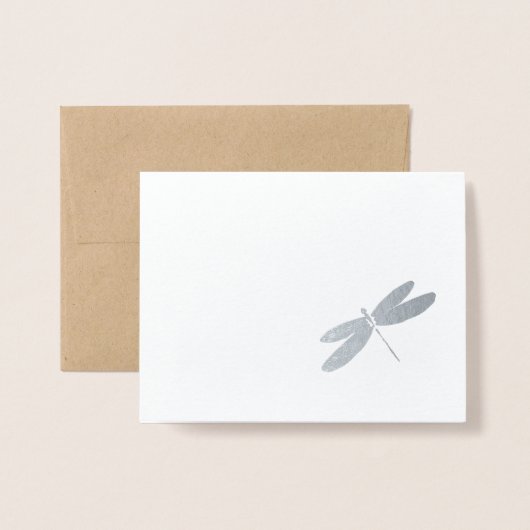 エレガントな結婚式の銀のトンボのサンキューカード 箔カード (裏面封筒付き)