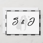 エレガントな結婚式の黒と白のギンガムボウ セーブザデート (裏面)