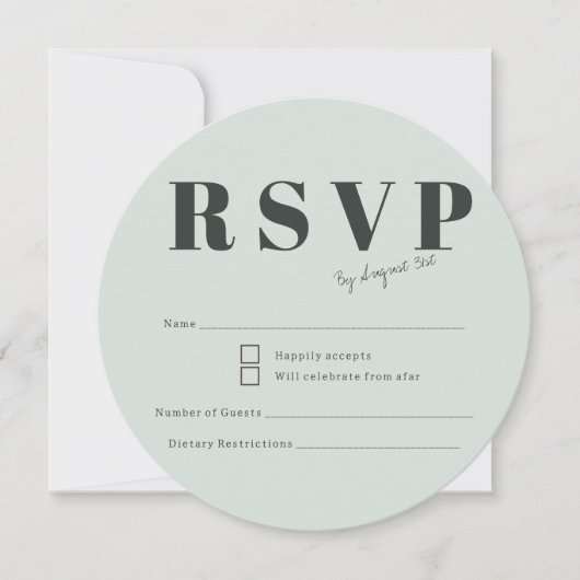 エレガントな結婚式のRSVP ソフトユーカリミスト&セージ (正面)