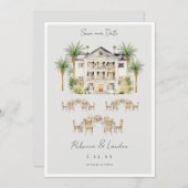 エレガントな結婚式のSave The Dateのお知らせ 招待状 (正面/裏面)