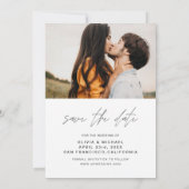 エレガントな結婚式のSave the Dateフォト ミニマル セーブザデート (裏面)