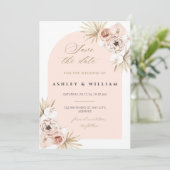 エレガントな結婚式のSave the Date招待状テンプレート 招待状 (スタンド正面)