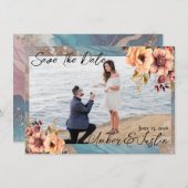 エレガントな結婚式のSave the Date 招待状 (正面/裏面)