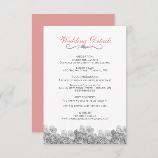 エレガントな結婚式はバラが付いているエンクロージャカードを詳しく述べます サンキューカード (正面/裏面)