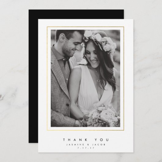 エレガントな結婚式は写真カード感謝していしています サンキューカード (正面/裏面)