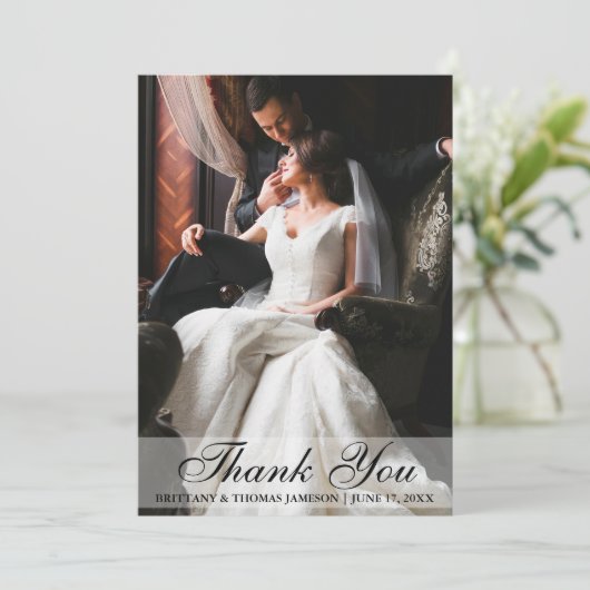エレガントな結婚式は写真カード感謝していしています サンキューカード (スタンド正面)