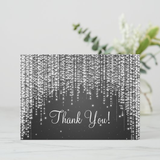 エレガントな結婚式は感謝していしていますノート夜は黒を眩まします サンキューカード (スタンド正面)