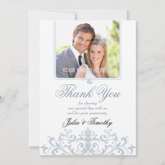 エレガントな結婚式は感謝していしています(垂直) サンキューカード (正面)