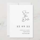 エレガントな結婚式は日付のミニマルな保存 招待状 (正面)