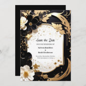 エレガントな結婚式は日付カードを保存 セーブザデート (正面/裏面)