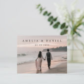 エレガントな結婚式は日付写真を保存 ポストカード (スタンド正面)