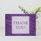 エレガントな結婚式は楽譜の紫色感謝していしています サンキューカード (スタンド正面)
