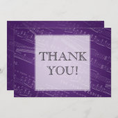 エレガントな結婚式は楽譜の紫色感謝していしています サンキューカード (正面/裏面)