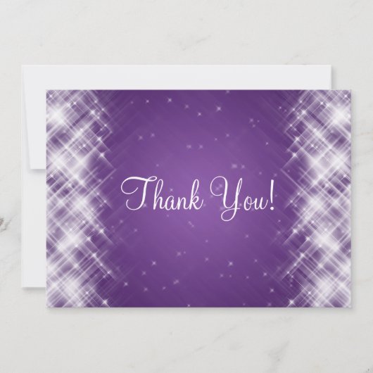 エレガントな結婚式は紫色魅力的な火花感謝していしています サンキューカード (正面)