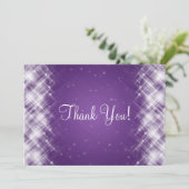 エレガントな結婚式は紫色魅力的な火花感謝していしています サンキューカード (スタンド正面)