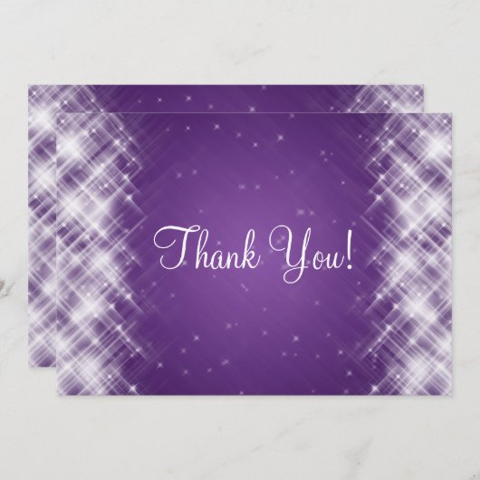 エレガントな結婚式は紫色魅力的な火花感謝していしています サンキューカード (正面/裏面)