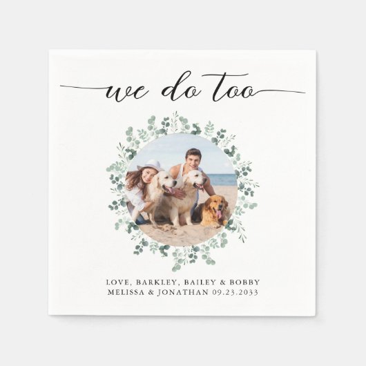 エレガントな結婚式もモダン行うペット犬 スタンダードカクテルナプキン (正面)