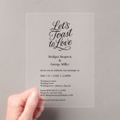 エレガントな結婚式を愛する黒の透明なトースト アクリル招待状 (インサイチュ (ポータブル))