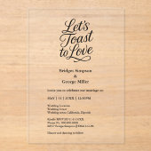 エレガントな結婚式を愛する黒の透明なトースト アクリル招待状 (正面)