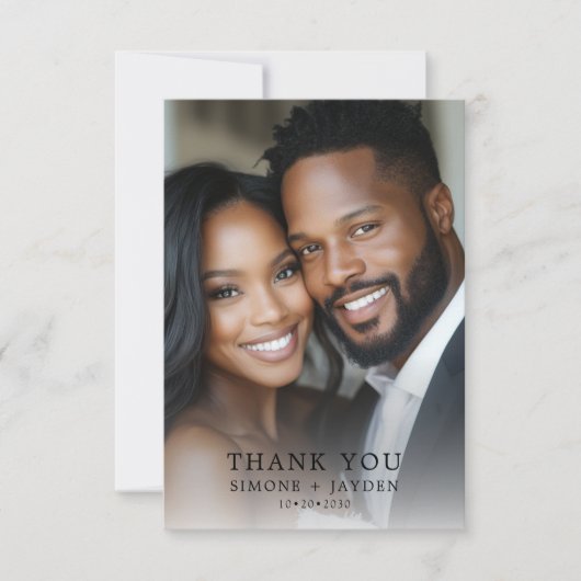 エレガントな結婚式アフリカ系アメリカ人2写真ありがとう サンキューカード (正面)