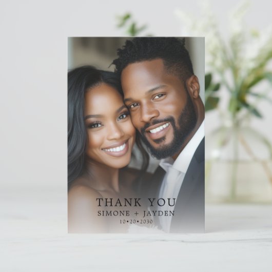 エレガントな結婚式アフリカ系アメリカ人2写真ありがとう サンキューカード (スタンド正面)