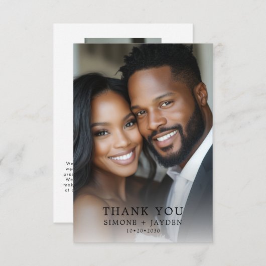 エレガントな結婚式アフリカ系アメリカ人2写真ありがとう サンキューカード (正面/裏面)