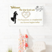 エレガントな結婚式ウェルカムバナー - "私たちの永遠が始まる" 横断幕 (インサイチュ)