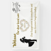 エレガントな結婚式ウェルカムバナー - "私たちの永遠が始まる" 横断幕 (縦)