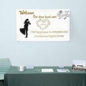 エレガントな結婚式ウェルカムバナー - "Our Forever Begi 横断幕 (トレードショー)