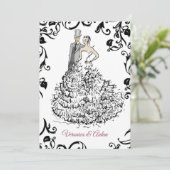 エレガントな結婚式カップルイラスト 招待状 (スタンド正面)