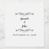 エレガントな結婚式カップル書道ブラック&ホワイト ワインラベル (シングルラベル)