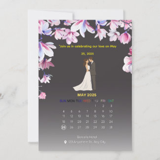 エレガントな結婚式カレンダー招待状 招待状