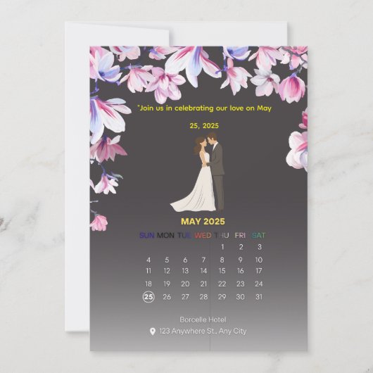 エレガントな結婚式カレンダー招待状 招待状 (正面)