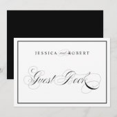 エレガントな結婚式ゲストブック ブラックボーダー 招待状 (正面/裏面)