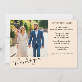エレガントな結婚式サンキューカードと写真 サンキューカード