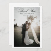 エレガントな結婚式サンキューカードと写真 – Editab サンキューカード (正面/裏面)
