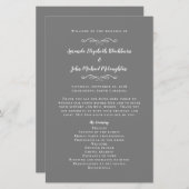 エレガントな結婚式シックなグレーモダン式プログラム (正面/裏面)
