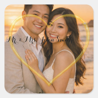 エレガントな結婚式ステッカー スクエアシール