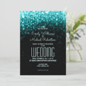 エレガントな結婚式ターコイズライト《写真》ぼけ味背景 招待状 (スタンド正面)