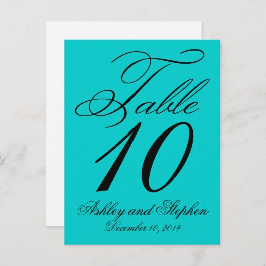 エレガントな結婚式テーブルナンバーカード アクアブルー インビテーションポストカード (正面/裏面)